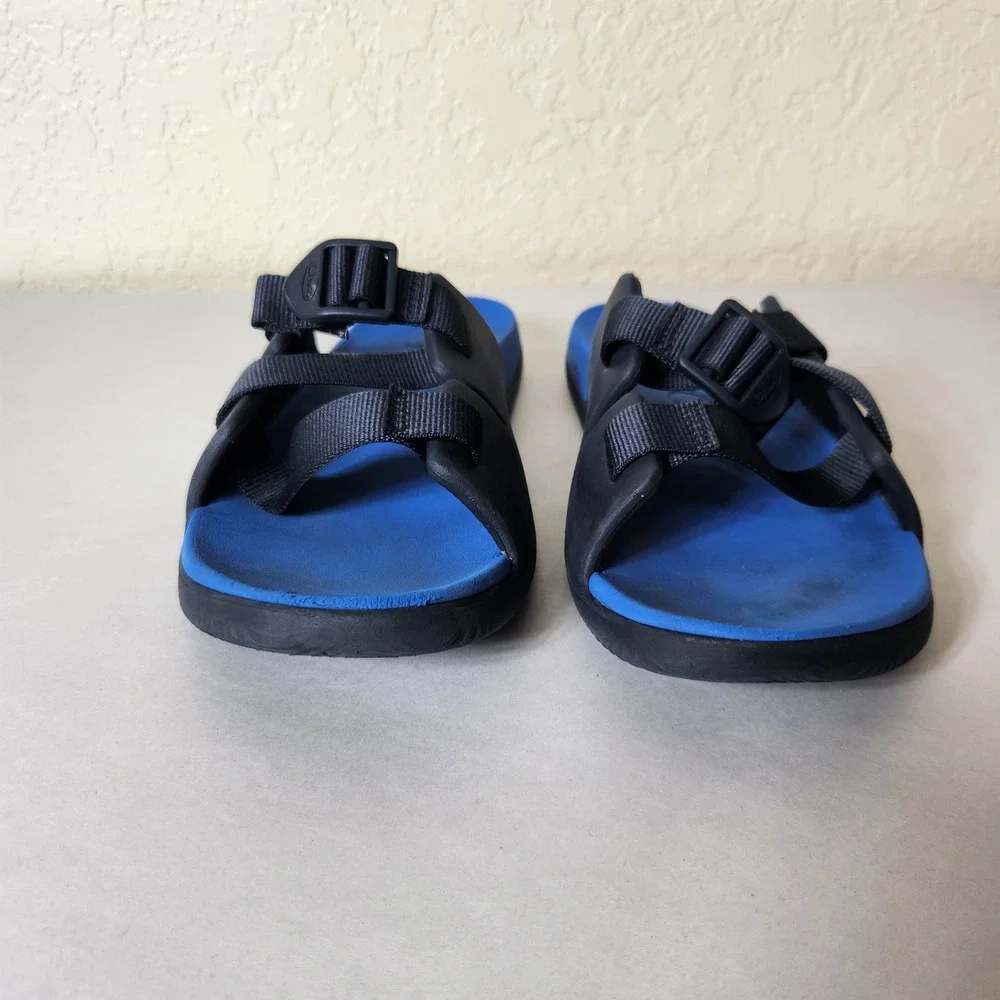 Chaco Kids Chillos Slide Sandals Blue Black Adjustable Straps Size 6 Junior